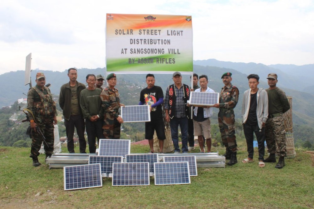 Assam Rifles in collaboration with Sunbird Trust distributed Solar Street lights in Mon and Tuensang districts.